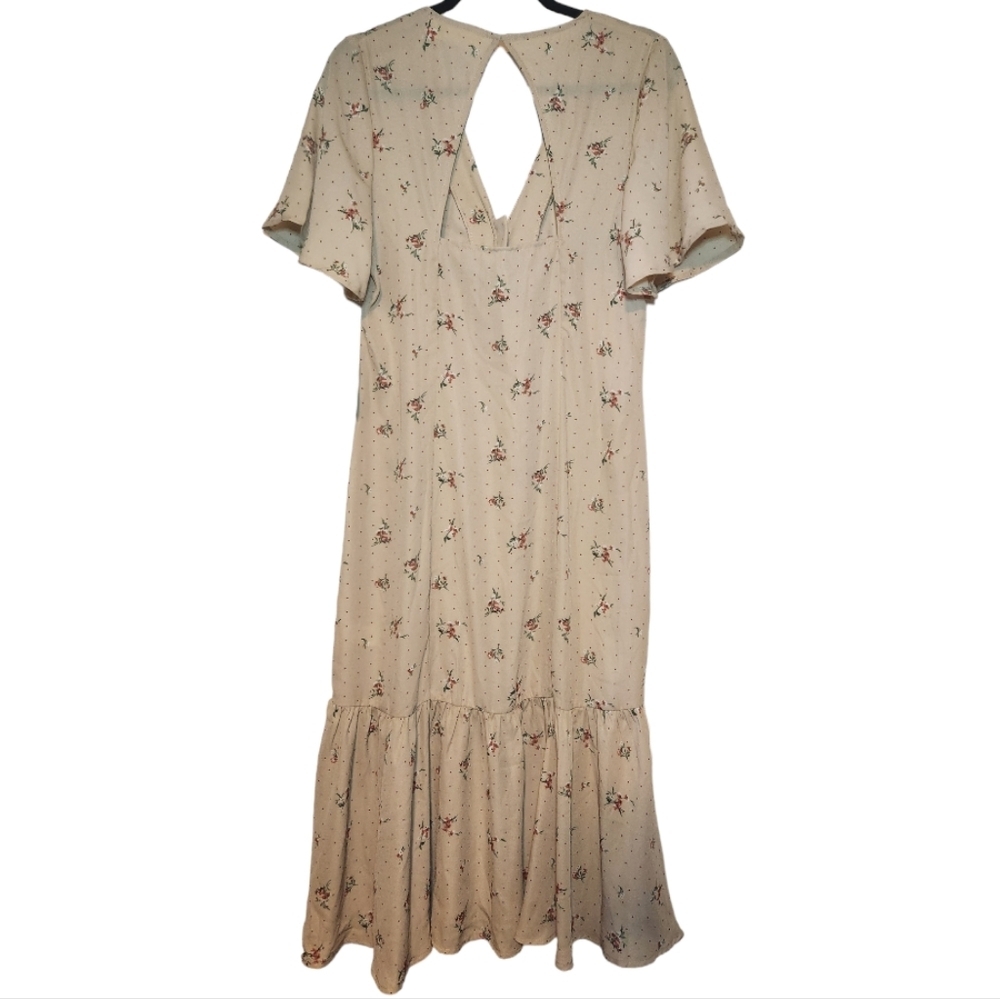 Superfoxx Floral Open Back Midi Dress Size L Summer - Picture 3 of 9